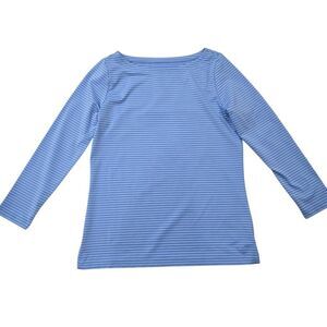 Vineyard Vines Sankaty Top Womens XS Blue Stripe Boat Neck Essential Stretch Tee